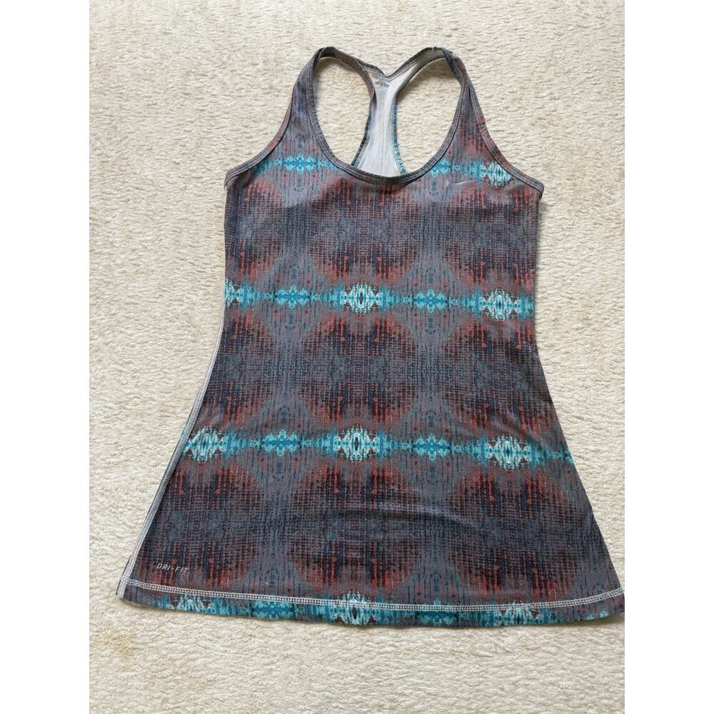 Nike Dryfit Tank Top Work Out Exercise Shirt Built In Bra Stretch Medium